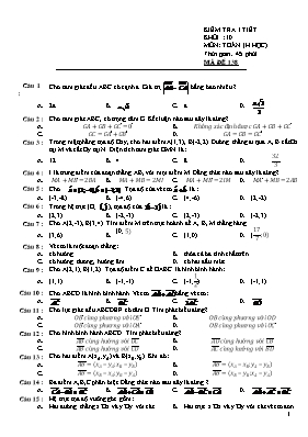 Kiểm tra 1 tiết khối 10 môn Toán - Mã đề 138